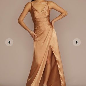 David’s Bridal Charmuse Bridesmaids Dress in Sundial